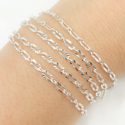 X38SS. Sterling Silver Oval Diamond Cut Link Chain